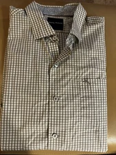 Tommy Bahama Gray And White Button Up Down Cotton Shirt L Large Excellent  
