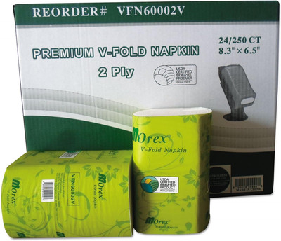 VFN60002V Premium V-Fold Pop-Up Dispenser Napkin, Sugarcane Pulp,6.5X8.3, 250/Pk