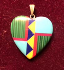 Decorative Resin Heart Shaped Turquoise Mosaic Pendant 