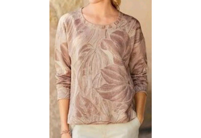 NEW! PERUVIAN CONNECTION 'TOP PALM' PIMA KNIT JACQUARD JERSEY in BLUSH PINK XL