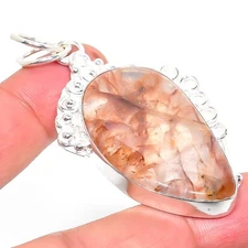Plume Agate Gemstone Handmade 925 Sterling Silver Jewelry Pendant  RM-45