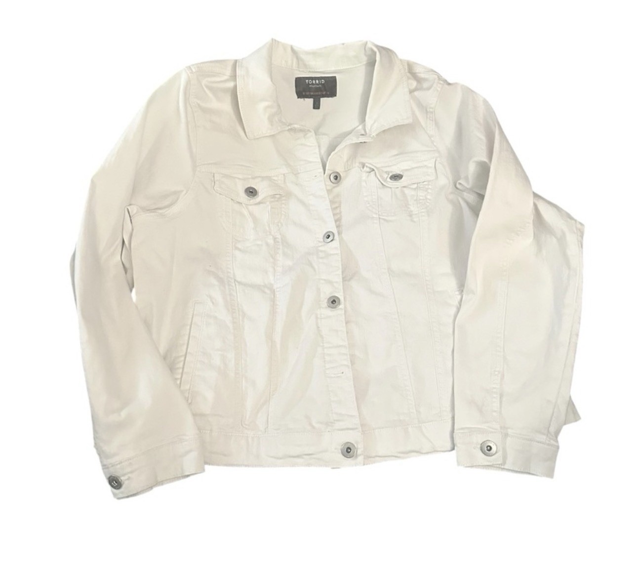 Torrid White Button Pockets Collared Long Sleeve … - image 1