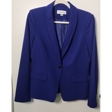 Calvin Klein Women's Purple Size 6 Single Breast Blazer Lined Notched Lapel