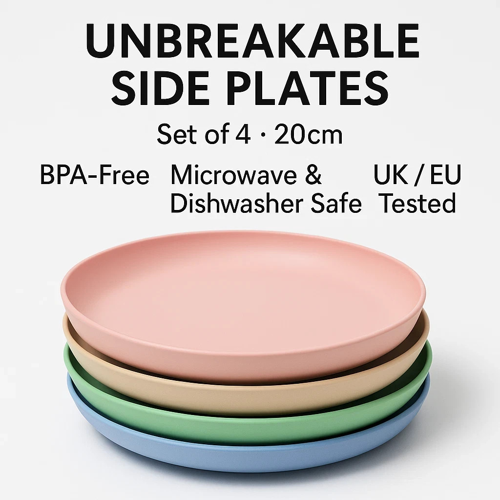 4 Unbreakable & Colourful Side Plates