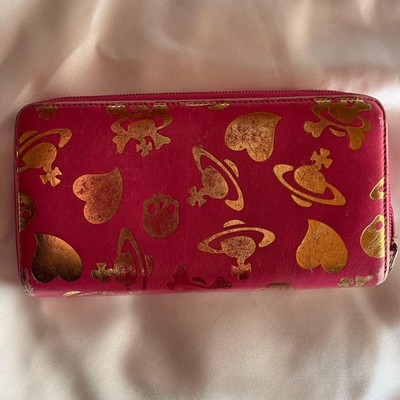 Vivienne Westwood Skull Pink Gold Leather Long Wallet Used | eBay