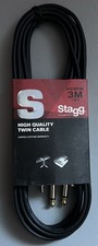Stagg Double Jack 6.3mm 1/4" to Twin RCA/Phono STC3PCM Plugs Audio Lead Cable 3M