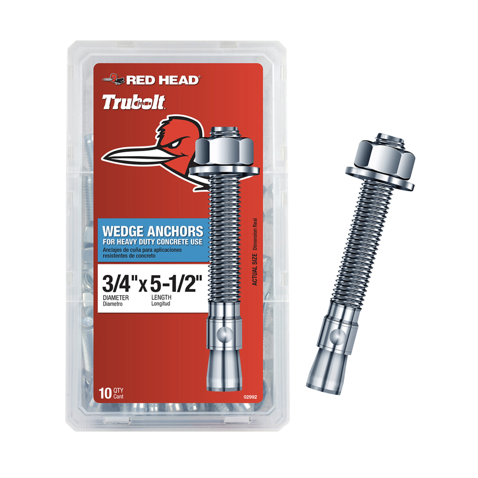 Red Head TruBolt 3/4 x 5-1/2 in Wedge Concrete Anchors 10-Pack