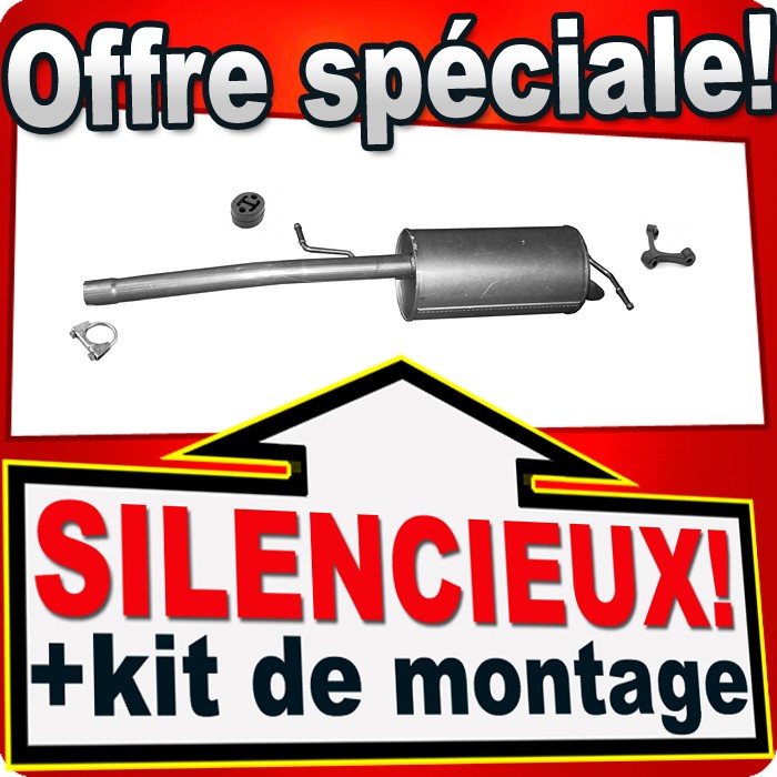 Silencieux arrière pour VW Caddy III Maxi 1.6 et 1.6 BiFuel LWB 2007-2015 en acier aluminisé