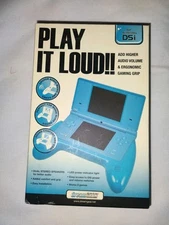 New InBox Blue Dreamgear Hard Plastic Play It Loud Speaker Grip For Nintendo DSi