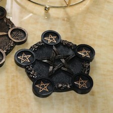 Image of Pentagram Candle Holder Witch Witch Tea Light Holder Candlestick Ornament