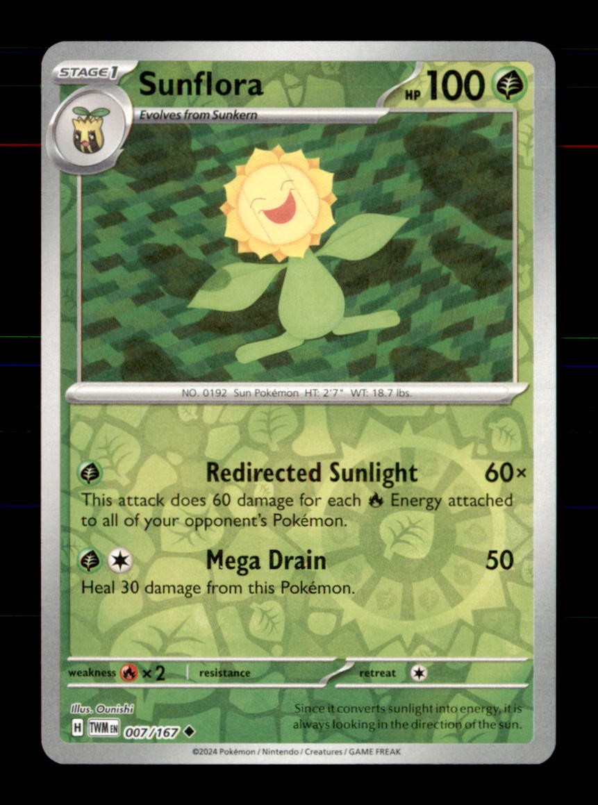 Sunflora 007/167 Uncommon Twilight Masquerade Pokemon Reverse Holo Near Mint