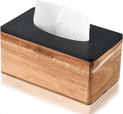 Rectangular Tissue Box Cover, Acacia Wood Rectangle Tissue Box Holder for for