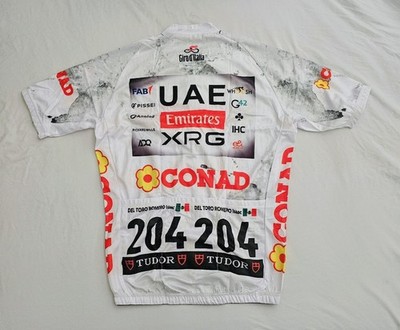 Isaac Del Toro signed 2025 Giro d'Italia white cycling jersey UAE