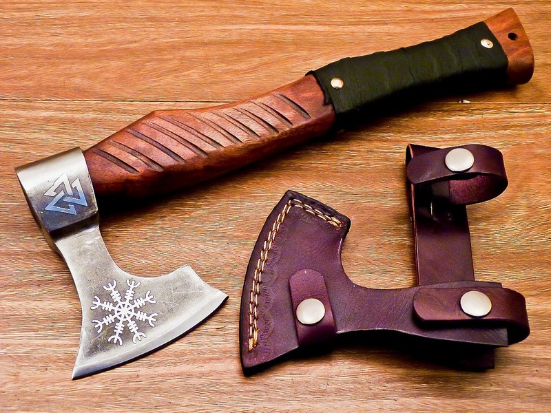 CUSTOM HAND FORGED STEEL VIKING BEARDED CAMPING HATCHET TOMAHAWK AXE, AS-1022