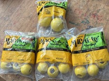 Mactivity Vintage Macrame Wood Beads Yellow 22mm And 30 mm 4 Pkgs New Old Stock
