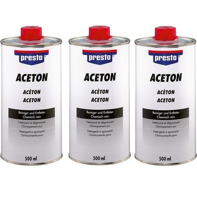 Presto Acetone 3x 500ml. Cleaner and Degreaser