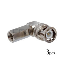 BNC Screw-On Connector 90  Right Angle Clamp Plug RG-6 Coax CCTV Cable 3PCS