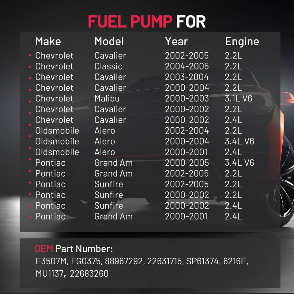 Fuel Pump Module Assembly Fits 2000-05 Chevrolet Oldsmobile Alero Pontiac E3507M - Image 3 of 4