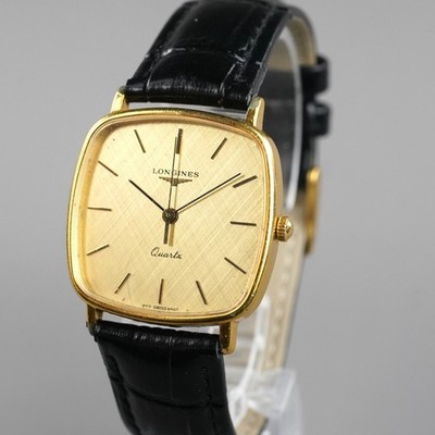 LONGINES 977.6401 Herrenuhr Gold 30mm Vintage Neue Batterie Neues Lederband