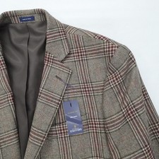 Stafford Blazer Mens 48 Long Gray Glen Check Plaid Wool Classic Fit Sport Coat