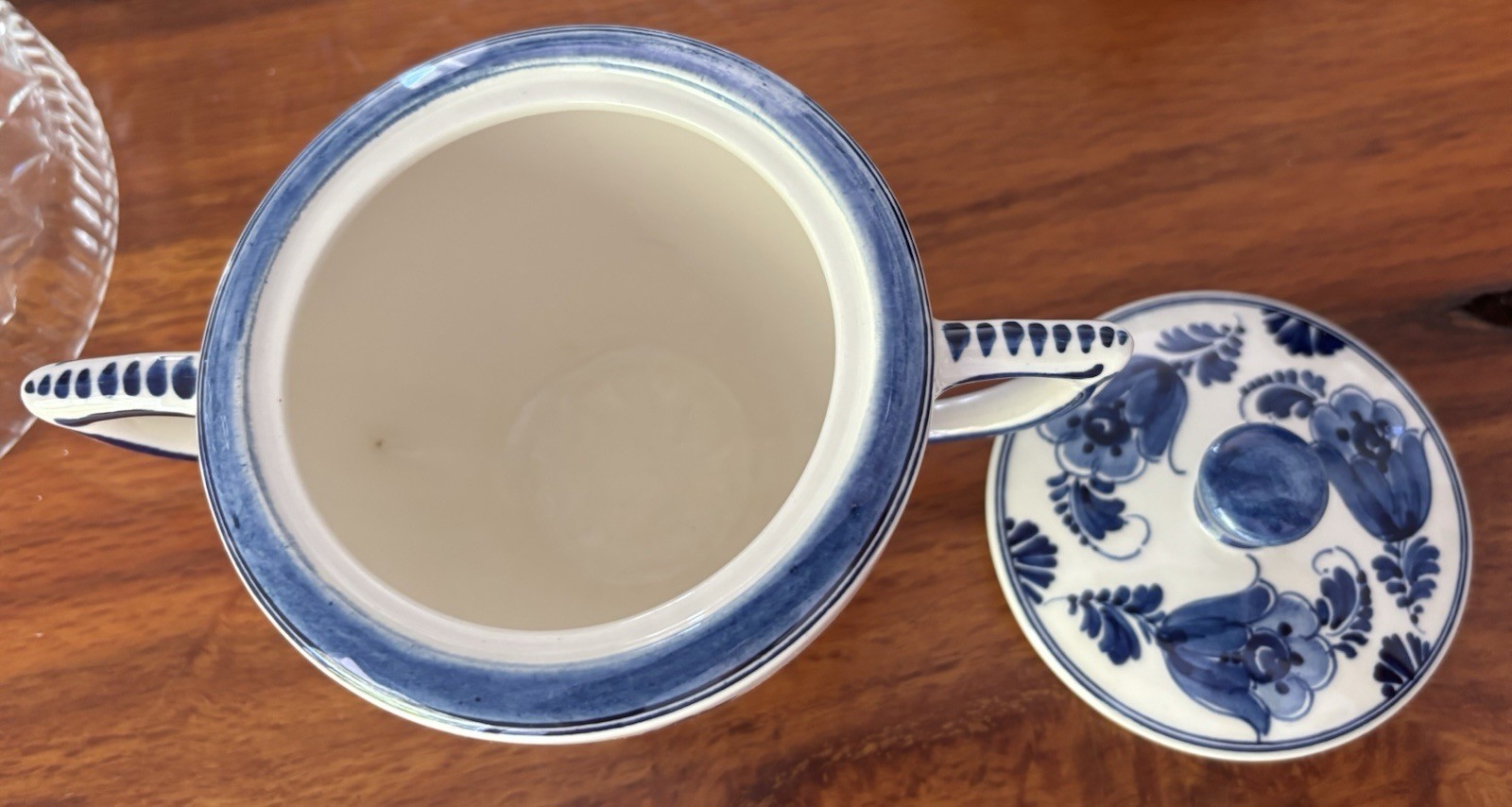 Vintage Delft Blue Delfts Blauw Creamer & Covered Sugar, Holland, Signed