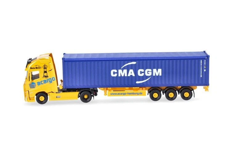 HERPA, VOLVO FH 4x2 con porta-container a 3 assi Acargo -CMA-CGM, 1/87,  HER3... - Immagine 3 di 4