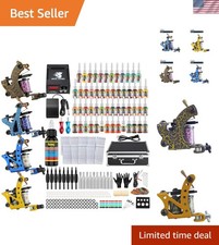 Complete Tattoo Starter Set: 4 Machines, Full Color Inks  Digital Power Supply
