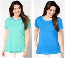 LOGO by Lori Goldstein Colorblock 2-Pack Tops Blue/Turqouise XS New