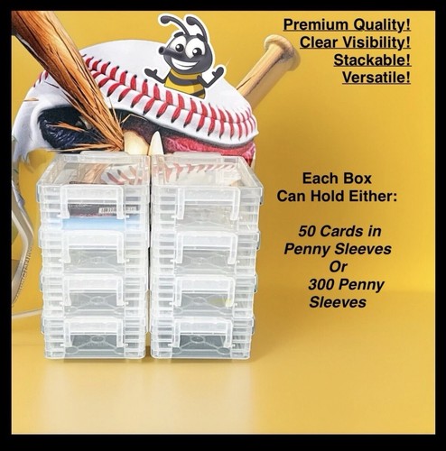 (20-Pack) Trading Card Storage Box Case - For Cards In Penny Sleeves - Stackable - Picture 3 of 3
