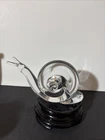 Steuben Crystal Art Glass Snail David Hills Signed Paper Weight L:7”H:3.5”