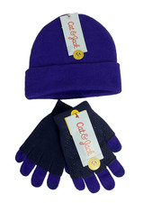 Cat  Jack Girls Purple Beanie and 2-Pack Blue/Purple Tech-Touch Gloves One Size