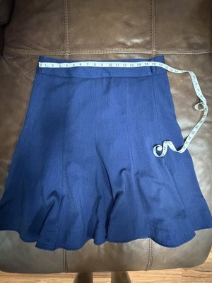 GEORGE E Navy Knit Lined Stretch A-Line Knee Skirt High Rise Size 14        055
