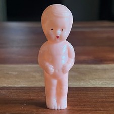 Vintage Celluloid Baby Doll Mini 3.25  Dollhouse Figure Standing Doll Midcentury