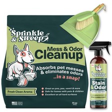 Sprinkle  Sweep: Pet Mess  Odor Cleanup Bundle - 15oz Bag, Broom, 24oz Spray