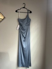 Azazie Erin Bridesmaid Dress Dusty Blue NWT Size A4