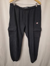 Vintage 70s Champion Reverse Weave Sweatpants Size Mens XL Black Cargo Pockets
