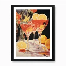 Vintage Cocktails Pop Art Inspired  Framed Wall Art Poster Canvas Print Picture
