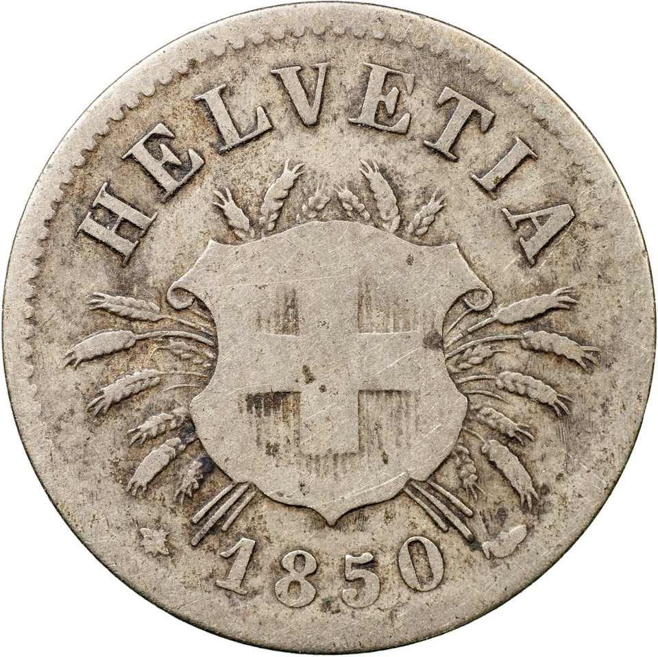 Switzerland Coin 5 rappen. 1850 (S.1211 / KM#5 G/F) - Image 2 of 3