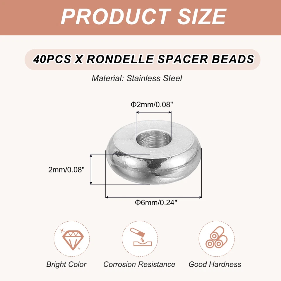 40 Pcs Flat Round Spacer Beads 6mm Heishi Beads, 2mm ID x 2mm H Foto 2 de 4