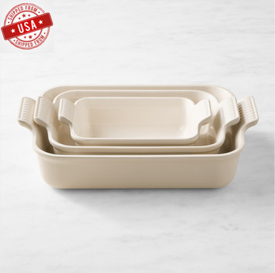 SALE Le Creuset Heritage Open Rectangular Dishes, Set of 3 in Matte White - NWB