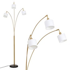 HOFSTEIN Suio Stehlampe Metall in Schwarz/Messing/Weiß, Retro-Design Stehleuchte