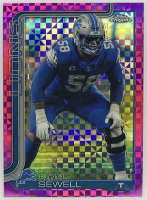 2025 Topps Chrome NFL Penei Sewell #99 Hot Pink X-Fractor Detroit Lions