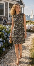Tommy Hilfiger Floral Sleeveless Shirt Dress Cotton Belted Pockets Size 8 Multi