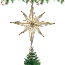 Christmas Tree Topper 3D Star Lighted Tree Topper Light Up Treetop