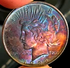 1922 $ PEACE SILVER DOLLAR BETTER DATE RAINBOW BLUE TONING GEM BU RARE 3