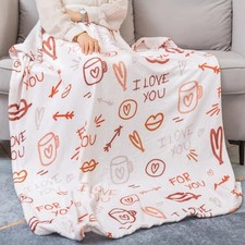 I Love You Blanket Gifts for Women Girls Cozy Throw Wedding 50  x60" Beige