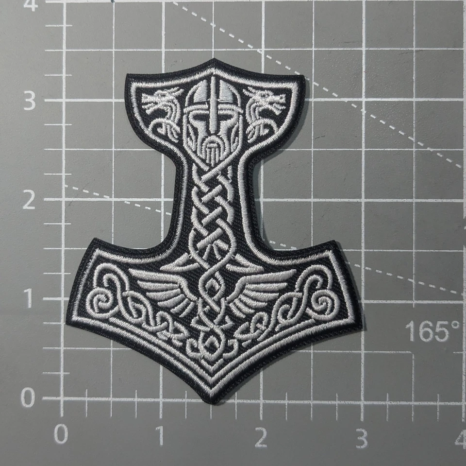Mjolnir Patch Thor Hammer Viking Norse Folk Odinism Embroidered Iron On 3x3.5" - Image 2 of 3