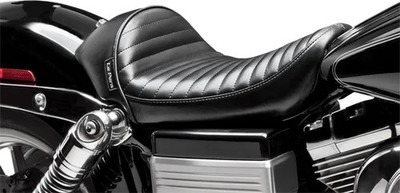Le Pera Black Pleated Stubs Cafe Solo Seat for Harley Dyna Switchback 12-16