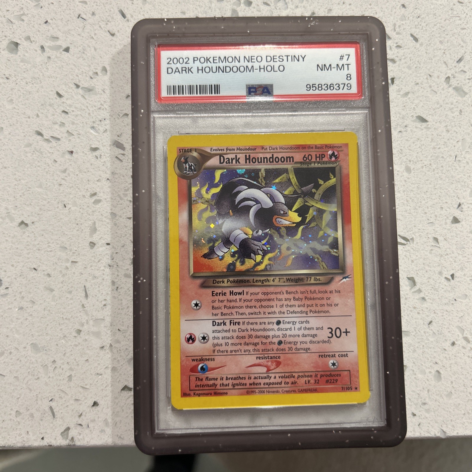 2002 POKEMON NEO DESTINY #7 DARK HOUNDOOM-HOLO PSA 8 WITH GUARD