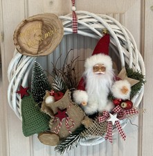Handgefertigter T&uuml;rkranz Weidenkranz Weihnachtsmann Nikolaus Weihnachtsdeko -998